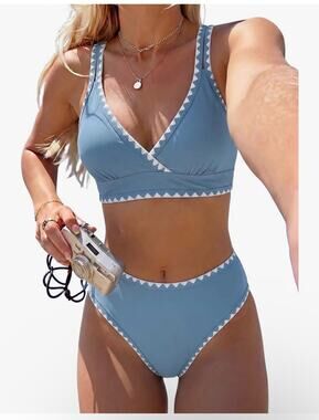 NWT ZAFUL High Waisted Bikini Sets 2 Piece Swimsuits Tie Back Bathing Suit sz S